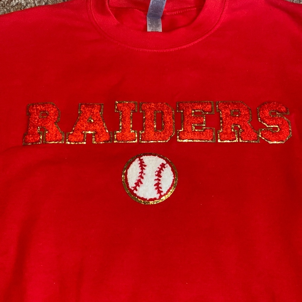 New Red Raiders Baseball Patch Crewneck Sweatshirt Texas Tech or other school